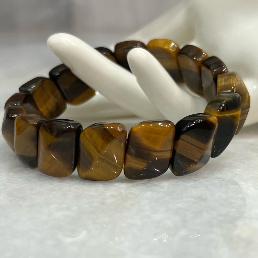 South African Tiger’s Eye Parallelogram Bead Stretch Bracelet